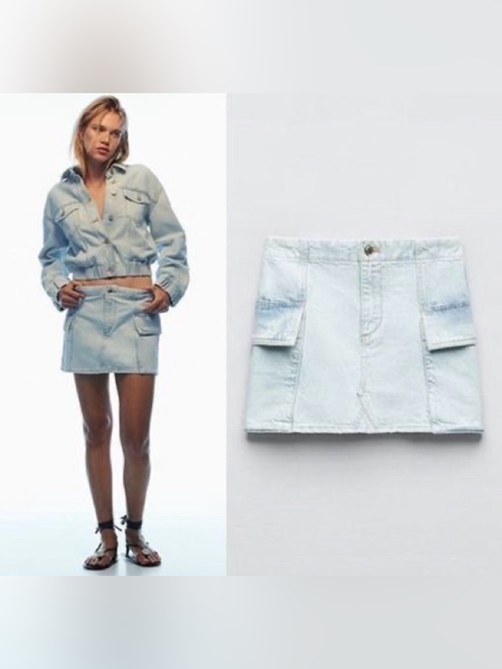 Zara Denim Cargo Mini Skirt